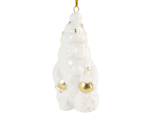 Новогодняя фарфоровая игрушка Дед Мороз (белый, золотистый)